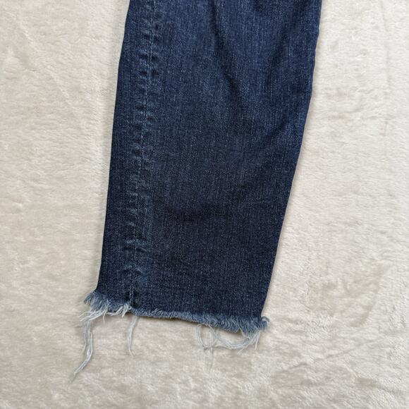 Mother High Waisted Looker Ankle Fray Jeans Size 28 On The Edge Dark Wash - Picture 2 of 11
